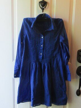 Beautiful deep royal blue GAP XS long sleeve cotton mini dress